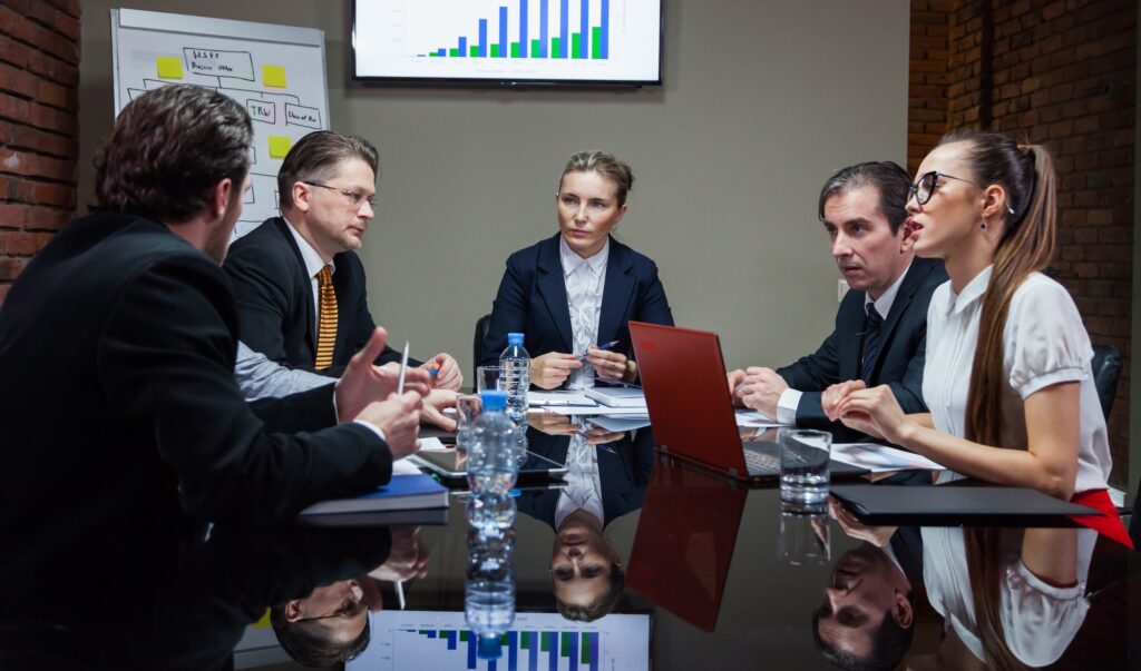 Office workers having meeting